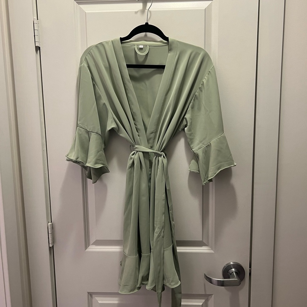 One Size, Green, Silky Robe